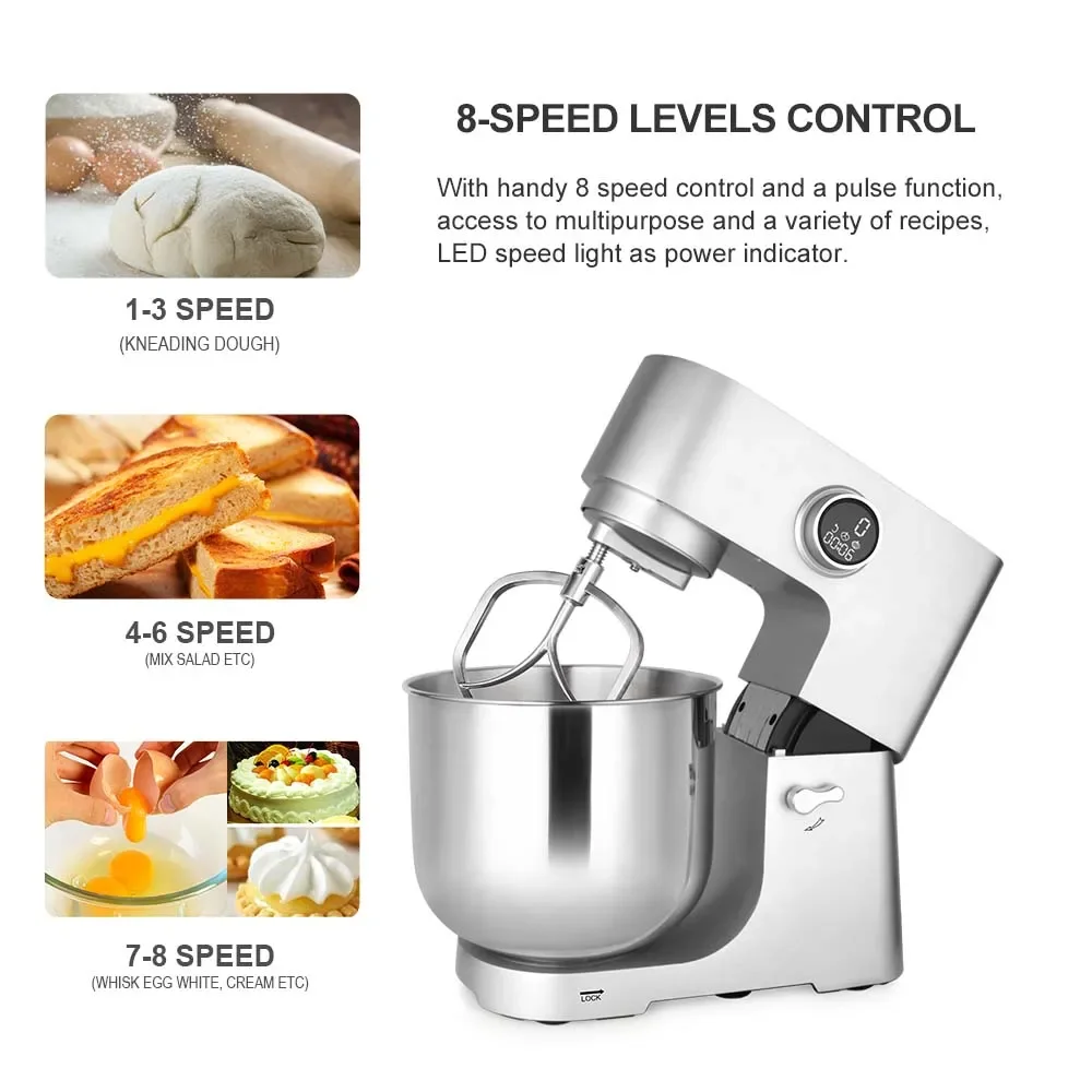 12L Home Standing Food Mixer 2000W Die-Cast Aluminum Multi-Functional Dough Stand