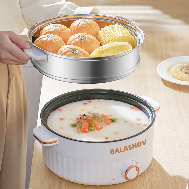 Multi-cuiseur électrique domestique pour la cuisson et la friture, double couche, chauffe-soupe, prise EU, US, adapté au dortoir