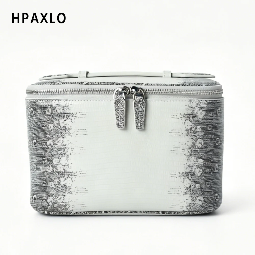 New Lizard Print Genuine Leather Women Large Capacity Makeup Bag Cosmetic Organizer Toiletry Pouch Premium Quality Portable Woma 1