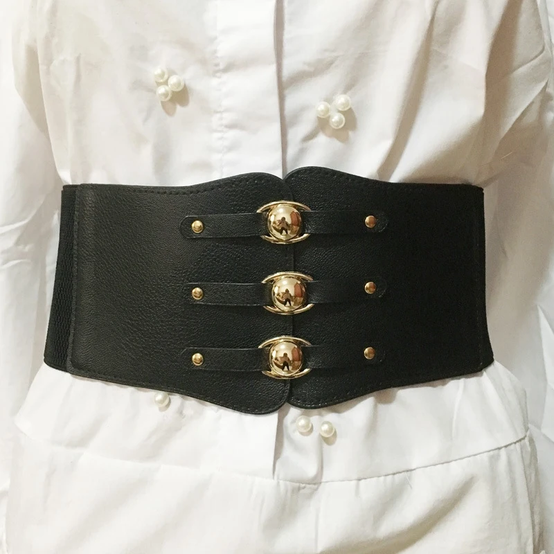 

Girl Corset Waist Cincher Belt Leather Ladies Punk 1pc Women Elastic Wide Band Tied Waspie Gothic