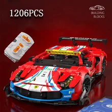 

High-tech Ferrari 488 GTE RSR RC Super Racing Car Speed Vehicle Moc Moduler Bricks Building Blocks Model Technia Kids Toys Gifts