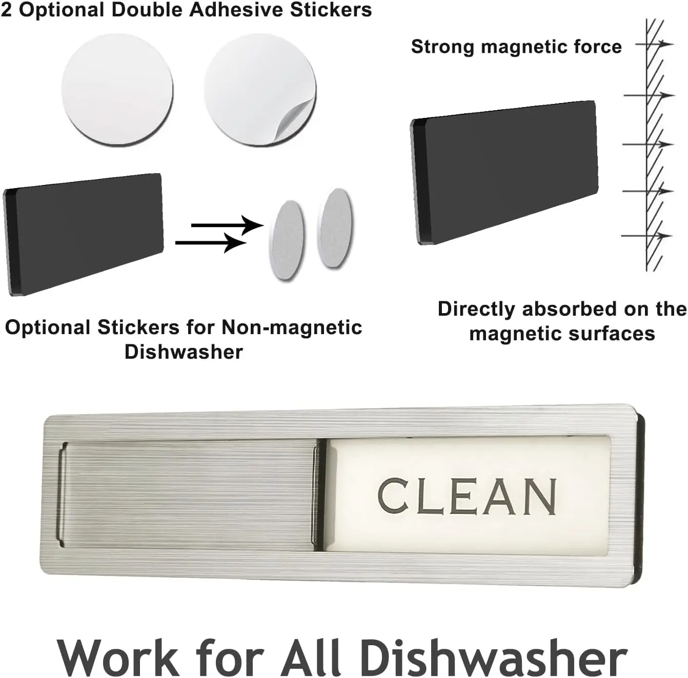 Dishwasher Magnet Clean Dirty Sign Non-Scratch Kitchen Decor