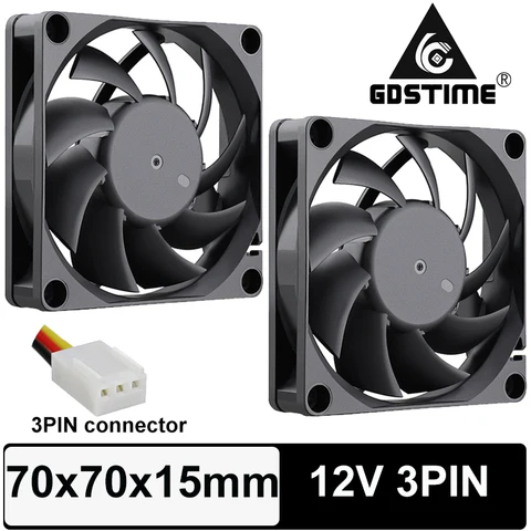 Gdstime DC 12V 3Pin 70mm x 15mm 7015 7cm Cooling Axial Fan 70*70*15mm Laptop CPU PC Brushless Case Cooler Fan