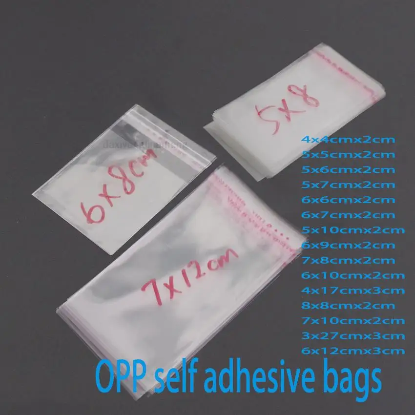 1000 teile/los Wiederverschließbaren Bopp Zellophan Tasche 3x 6/5x 7/5x 8/6x 8/6x1 2/7x1 2/8x10cm Transparent Geschenk Verpackung Taschen Self Adhesive kleine