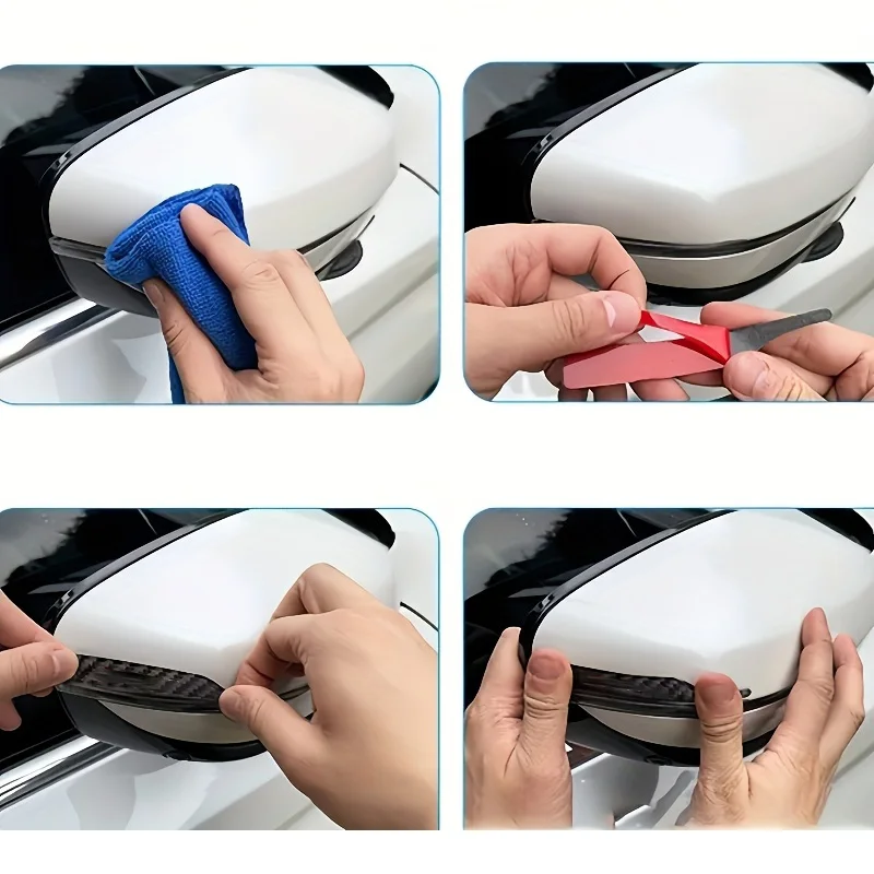 Carbon Fiber Textured Rearview Mirror Bumper - 2-Piece Set, Durable Design