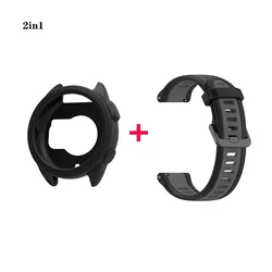 Sports Silicone Strap with 2 - in - 1 Protective Cover Case - Garmin 165 (2PCS Black)