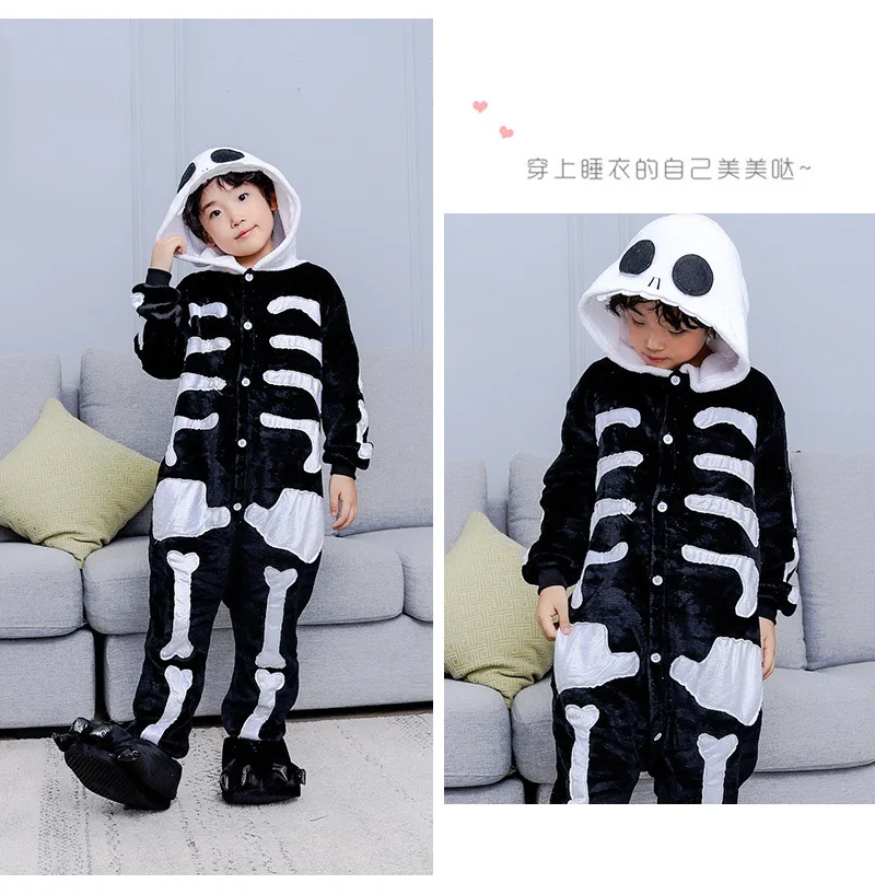 Frauen Männer Onesies Kigurumi Skeleton Cartoon Onesie Anime Pyjamas Winter Outfit Festival Party Anzug Geschenk Für Halloween Weihnachten – Detail 3