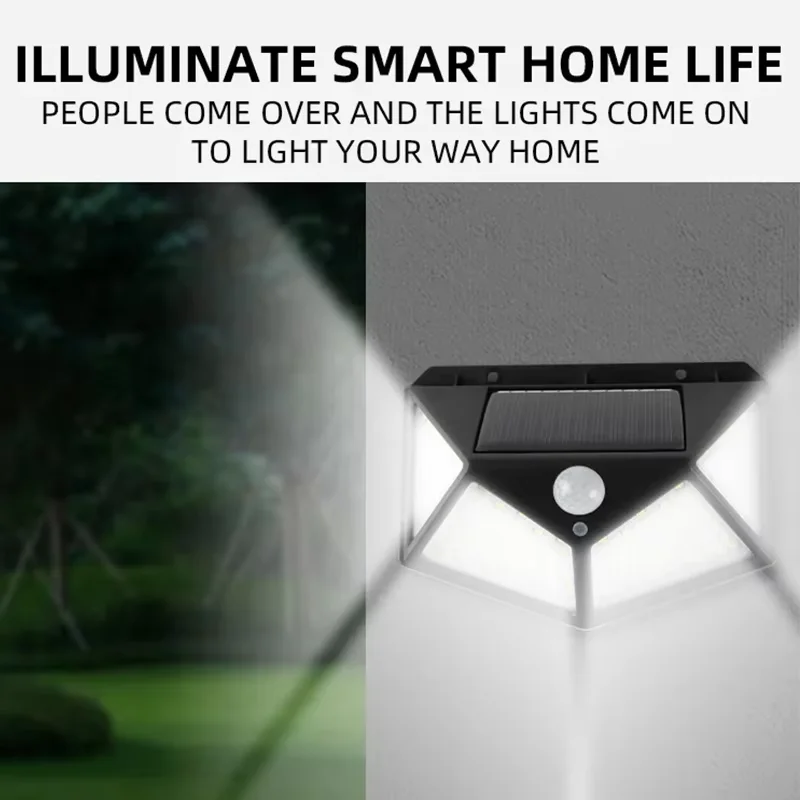 Solar Powered Outdoor Decorative Wall Light with Motion Sensor and Waterproof Design, 100 LED