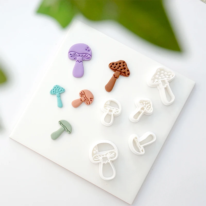 Mushroom Shape Polymer Clay Cutter 25/38mm Exquisite Mushroom Mold DIY Earring Pendant Printing Decoration Pottery Tools