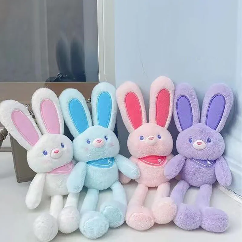 30cm Long Ear Bunny Plush Toy Kids Funny Adjustable Cartoon Animal Dolls Stuffed Toys Children Girls Favor for Birthday Gifts squeezable plush pig keyring mini stuffed pig keychain bag hanging pendant children backpack ornament girls favor gift dropship