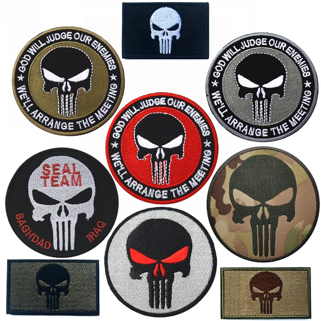 EJG 2pcs 3x2Velcro Patches Tactical Punisher Tactical Patch Military Army  Skull with Velcro Decorative Embroidered Appliques