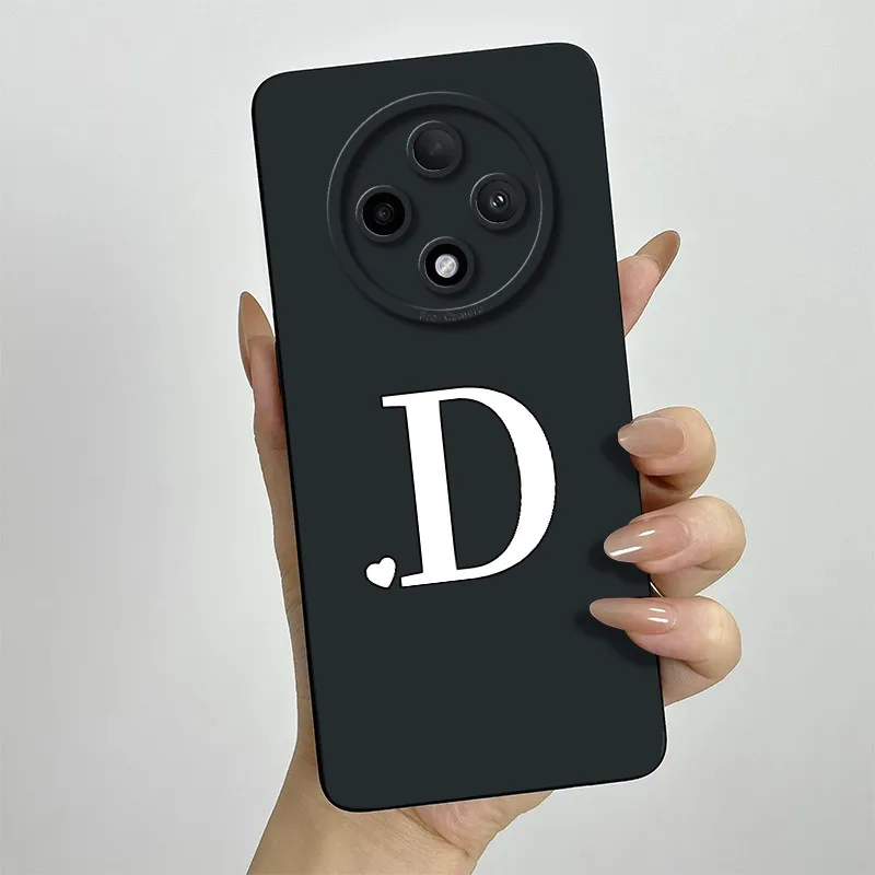 Cute Initial Letters Square Silicone Matte Shockproof Back Cover