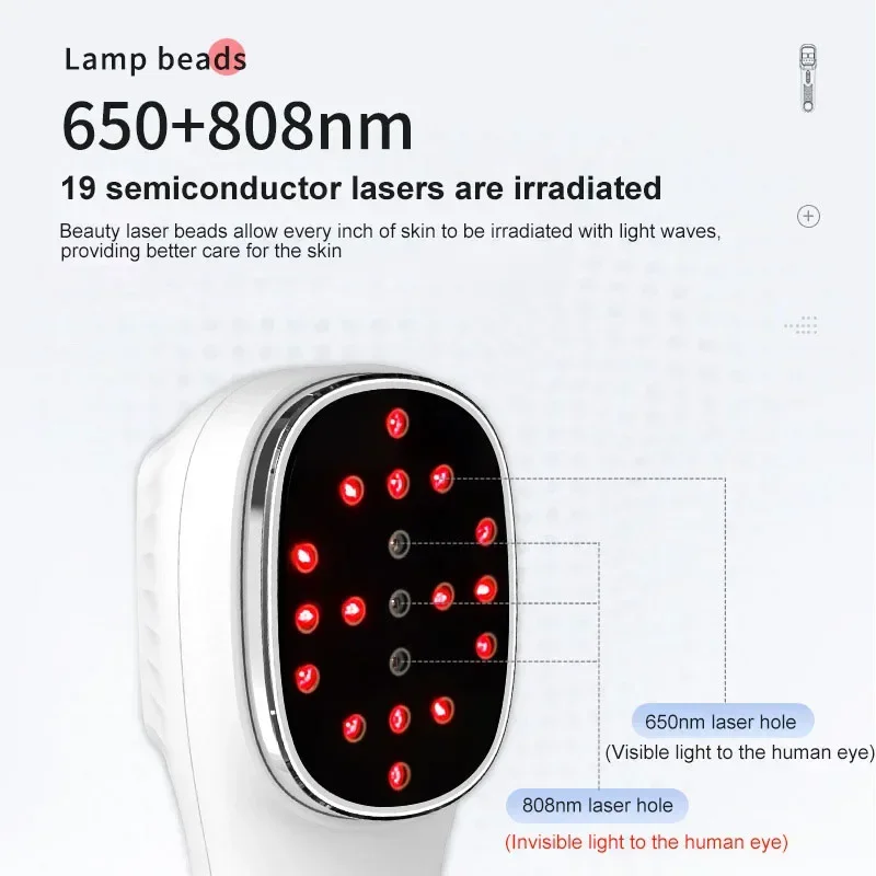 Red Light Beauty Device Handhold 650nm&808nm Infrared Lamp with Remote Control 15/30/45/60Mins Timer Infrared Light Home