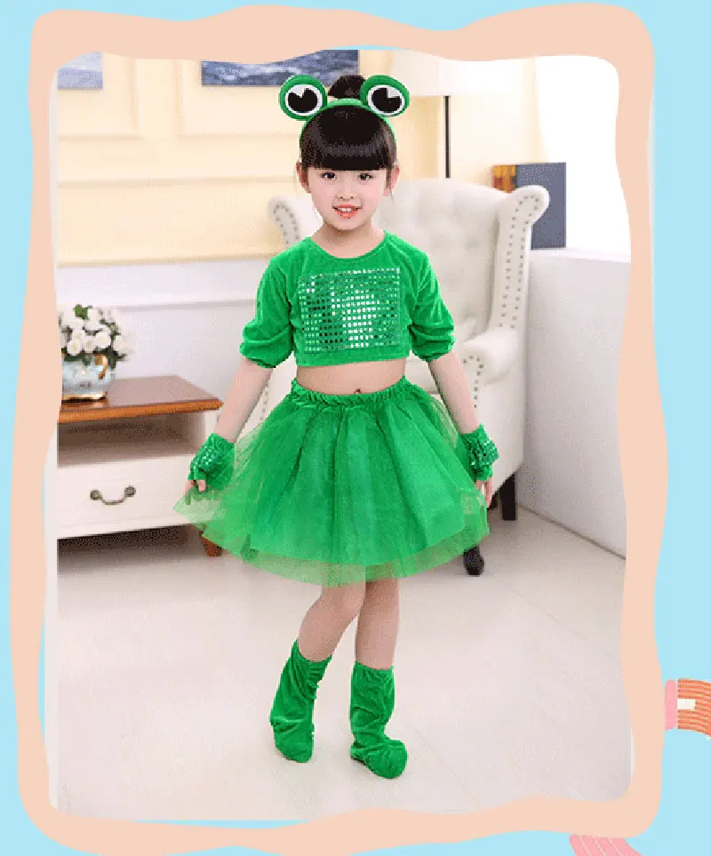 Green Girls Ballet Dress For Children Girl Jazz Dance Costumes For Girls Animal Frog Performance Costume Kid Stage Dancewear