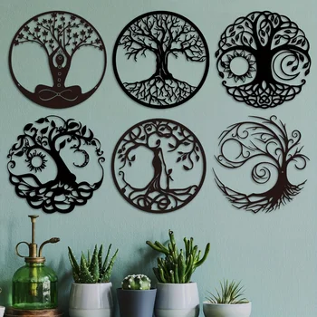 Stunning Metal Tree of Life Wall Decoration - Round Iron Art Home Wall Hanging, Perfect Sculpture Gift for Room and Home Decor 1