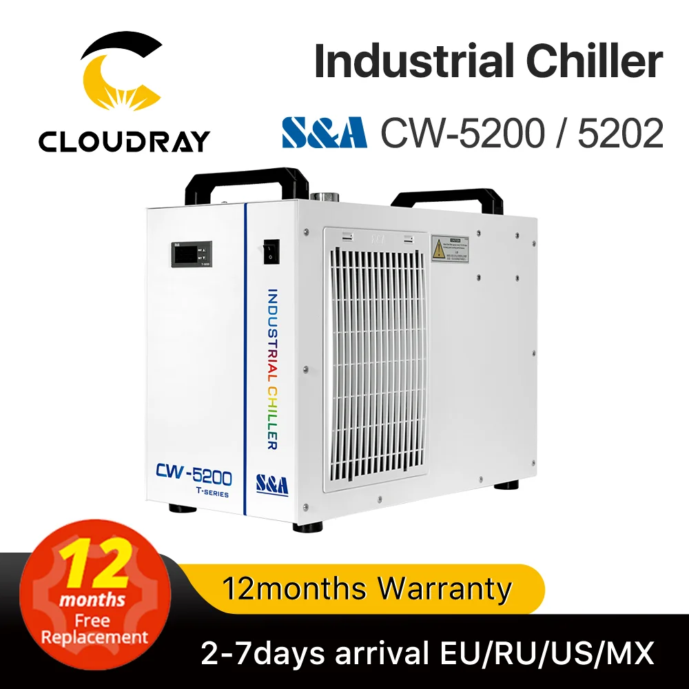 S&A CW-5202DH Industrial Water Chiller For 80W-150W CO2 Laser Engravers - Dual Port Cooling