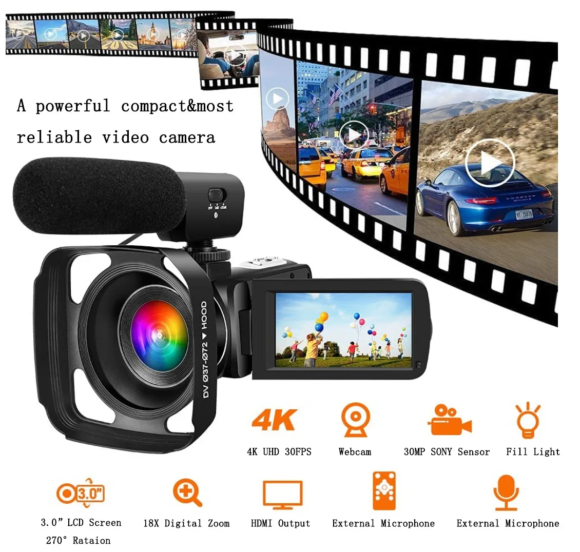 56MP Wifi 4K Digital Camera 3.0 inch IPS Touch Screen 270 ° Rotatable High-Definition Digital Camera With Microphone Recorder