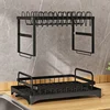 Multifunctional Dishs Drying Rack - Rustproof 2-Tier Dish Racks with Drainboard, Space-Saving Design, Utensil & Cup Holder 3