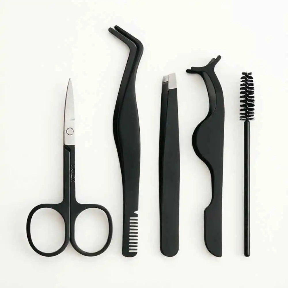 1/6Pcs 속눈썹 세트 스테인레스 익스텐션 스틸 클립 눈썹 집게 곡선 팁 핀셋 가위 뷰티 메이크업 액세서리