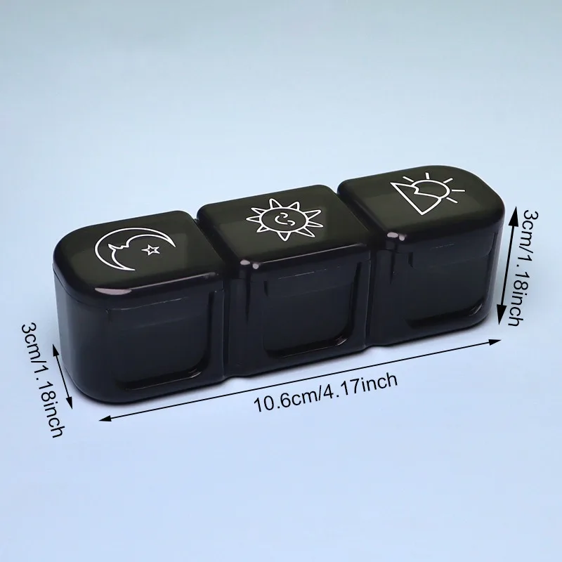 Portable Black Pill Organizer with 21 Weekly Compartments
