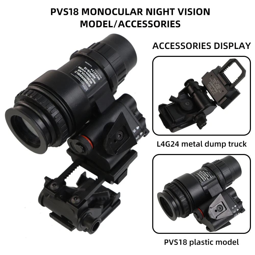 BOOIU Fast/MH 헬멧 단일 튜브 야간 투시경 고글 PVS18 모델 L4G24 NVG 헬멧 야간 투시경이없는 ABS 브래킷 액세서리