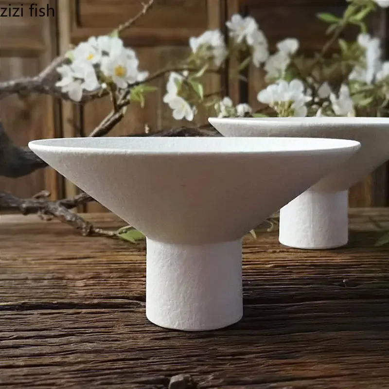 Ceramics Dinner Plate Tall Pasta Plates Salad Bowls Soup Basins Creative Restaurant Home High Feet Tableware Snack Dessert Trays dining dish