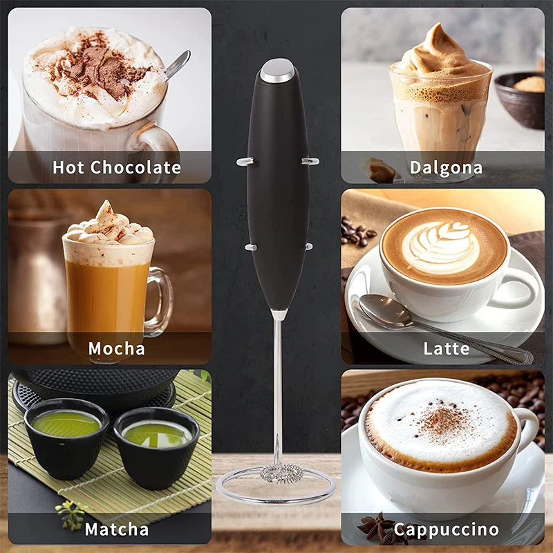 LMETJMA Milk Frother Handheld Electric Foam Maker Coffee Whisk Drink Mixer For Cappuccino Frappe KC0471 Milk Frother