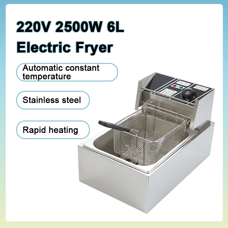 220v 2500w 6l Home Commercial Table Type Stainless Steel Fryer Western