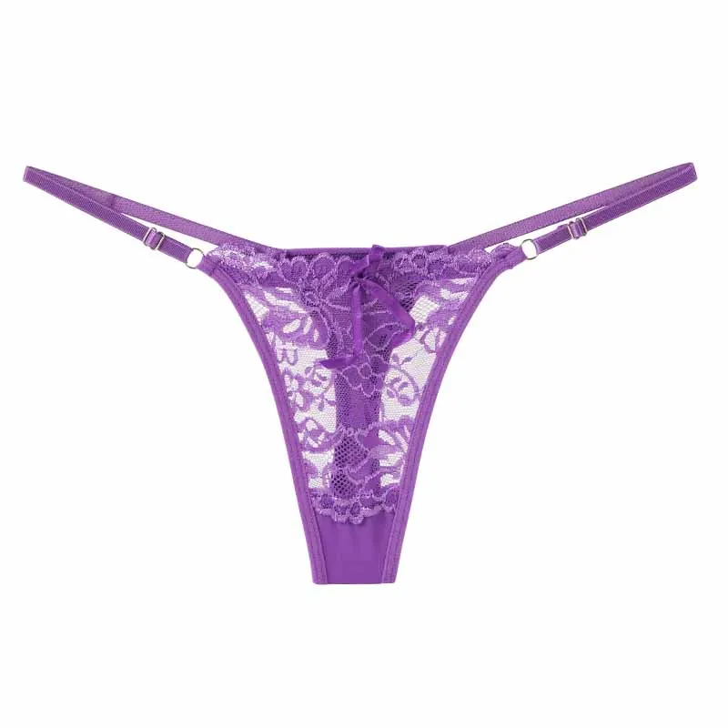 Elegant Lace Low-Rise Thongs with Adjustable Straps