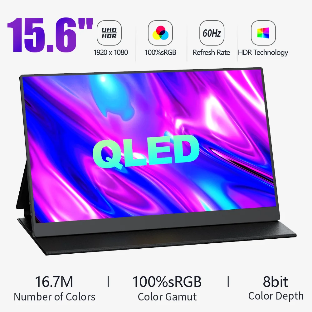QLED156InchPortableMonitorHDRSecondScreenTypeCUSBHDMI