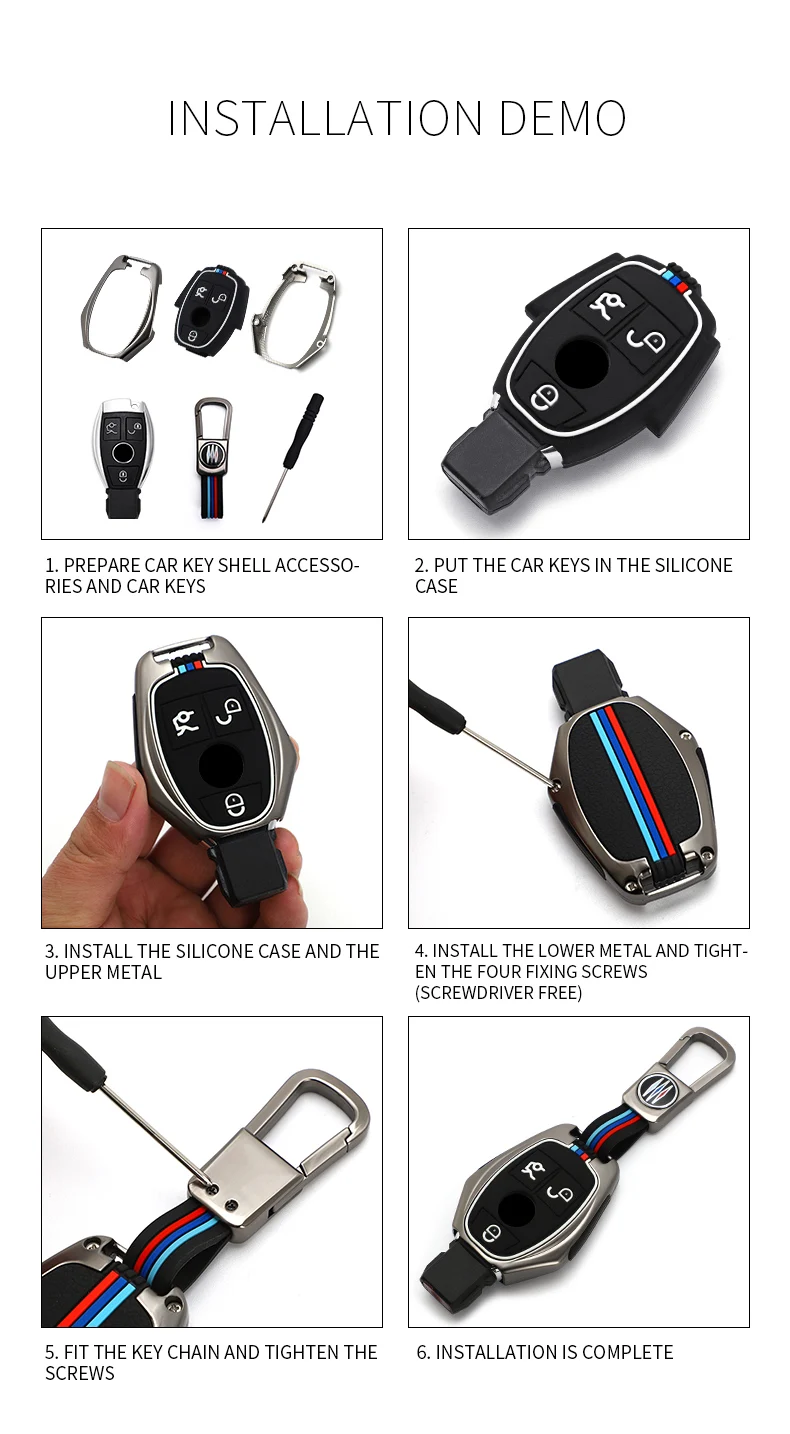 Custodia per Chiave/telecomando per Mercedes Benz w211 w204 A B R classe G GLK GLA GLC GLR W210 W176 W202 W46 Shell portachiavi accessori Auto - S6acf3949210f42029dc07ae0b45c9819N