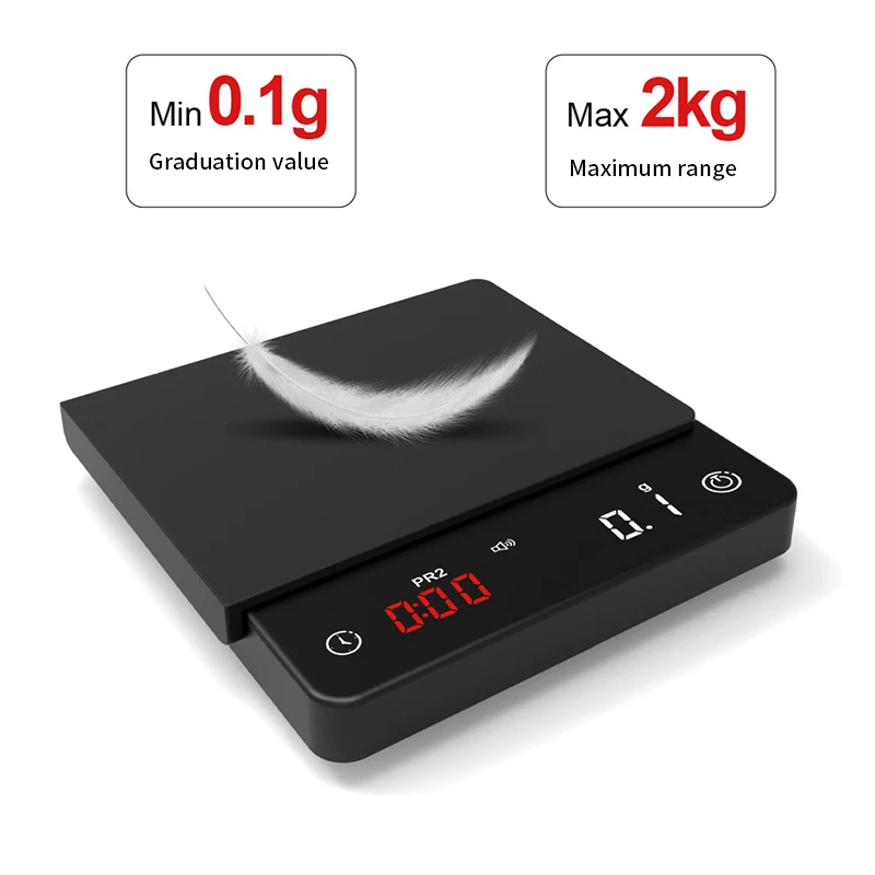 Portable Small Mini Digital Scale For Coffee 2kg Led Timer Coffee Scale  With Smart Coffee Mode