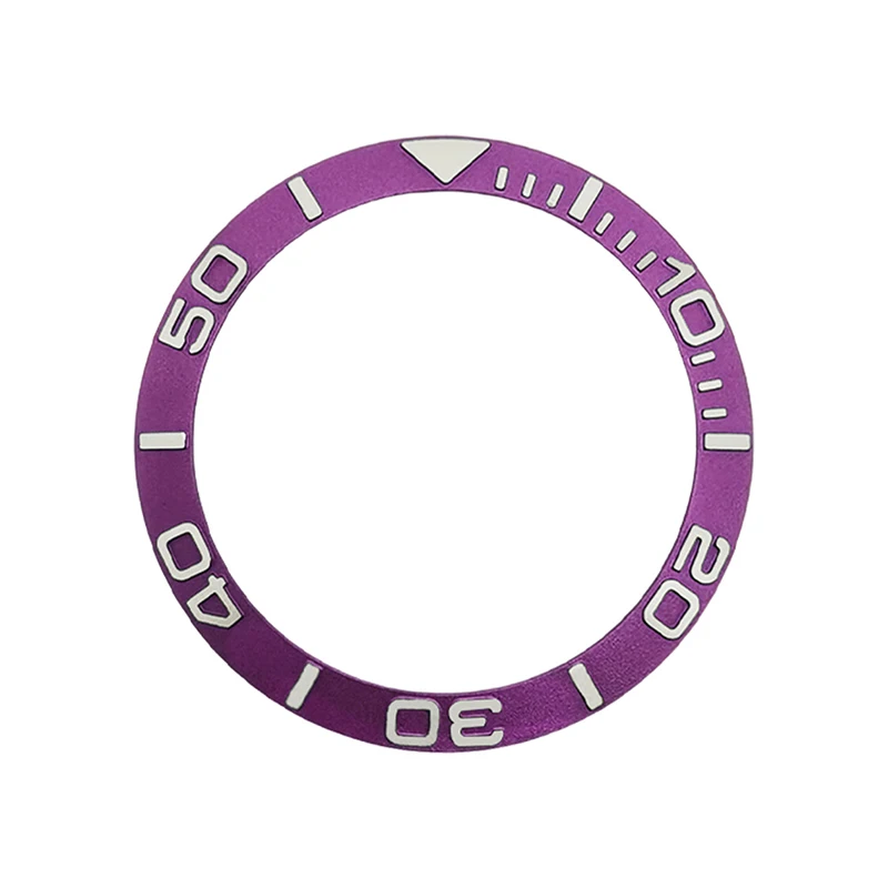 Mod 38 mm x 30,5 mm abgeschrägter Aluminium-Lünetteneinsatz, passend für NH35 NH36 SKX007 SKX009 SRPD SUB Uhrenring-Zubehörteile – Detail 6