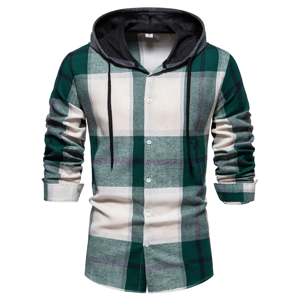 

Comfy Fashion Mens Dress Shirt Casual Classic Comfortable Hip Hop Hooded Lightweight Long Sleeve Outdoor Plaid