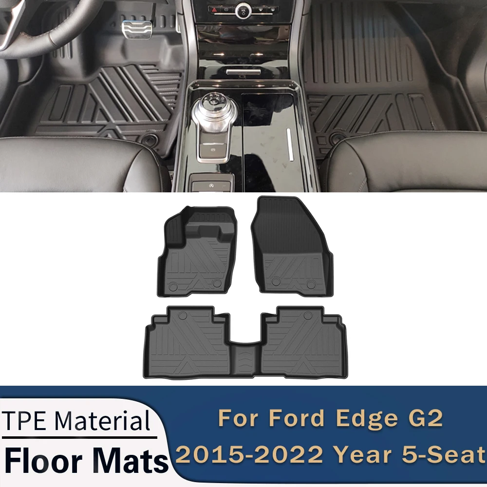 

For Ford Edge Gen2 2015-2022 5-Seats Auto Car Floor Mats All-Weather TPE Foot Mats Odorless Pad Waterproof Tray Mat Accessories