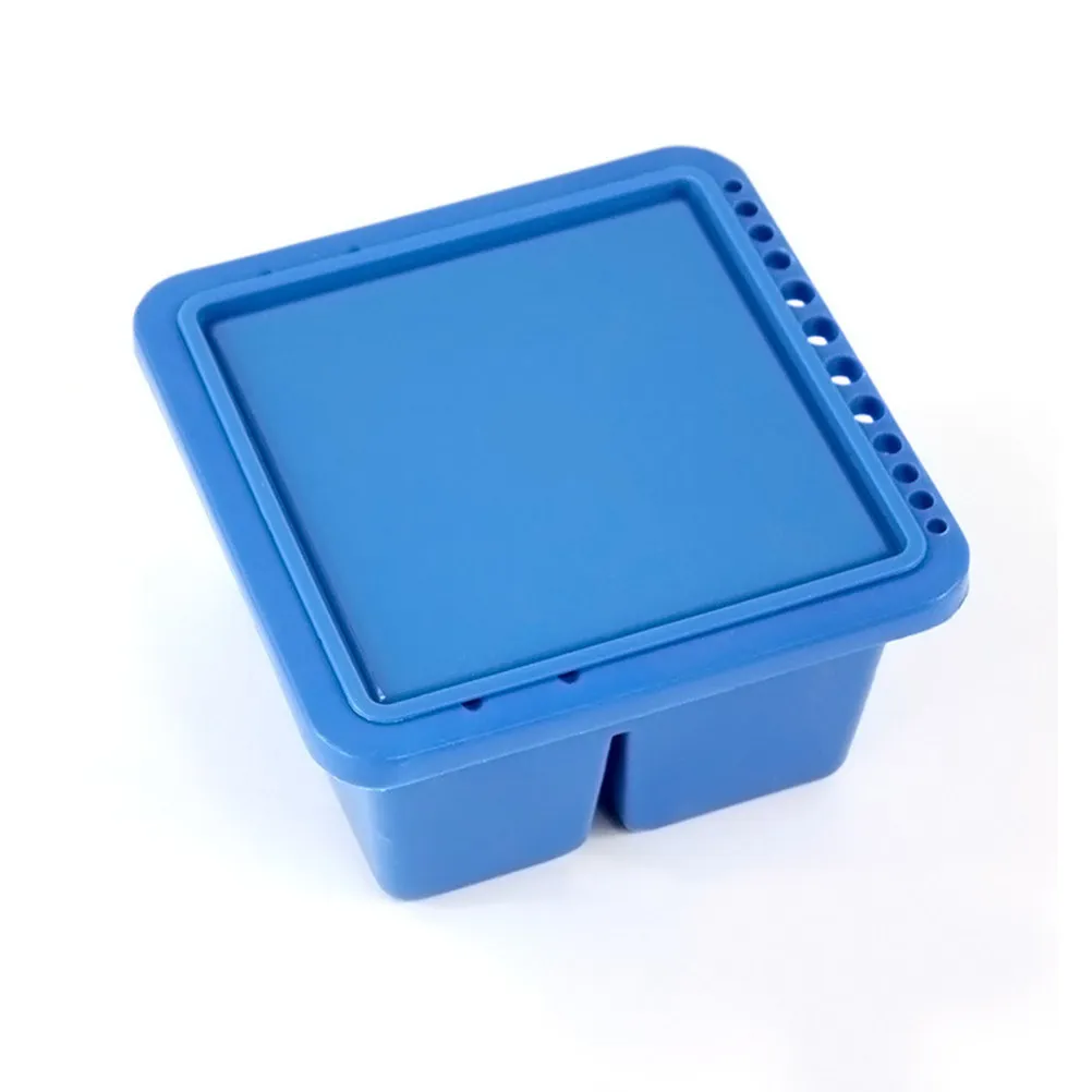 파란색 플라스틱 브러시 세척 버킷 슬롯이 있는 사각형 디자인 미술 용품 청소용 페인팅 도구 교실 정리함
