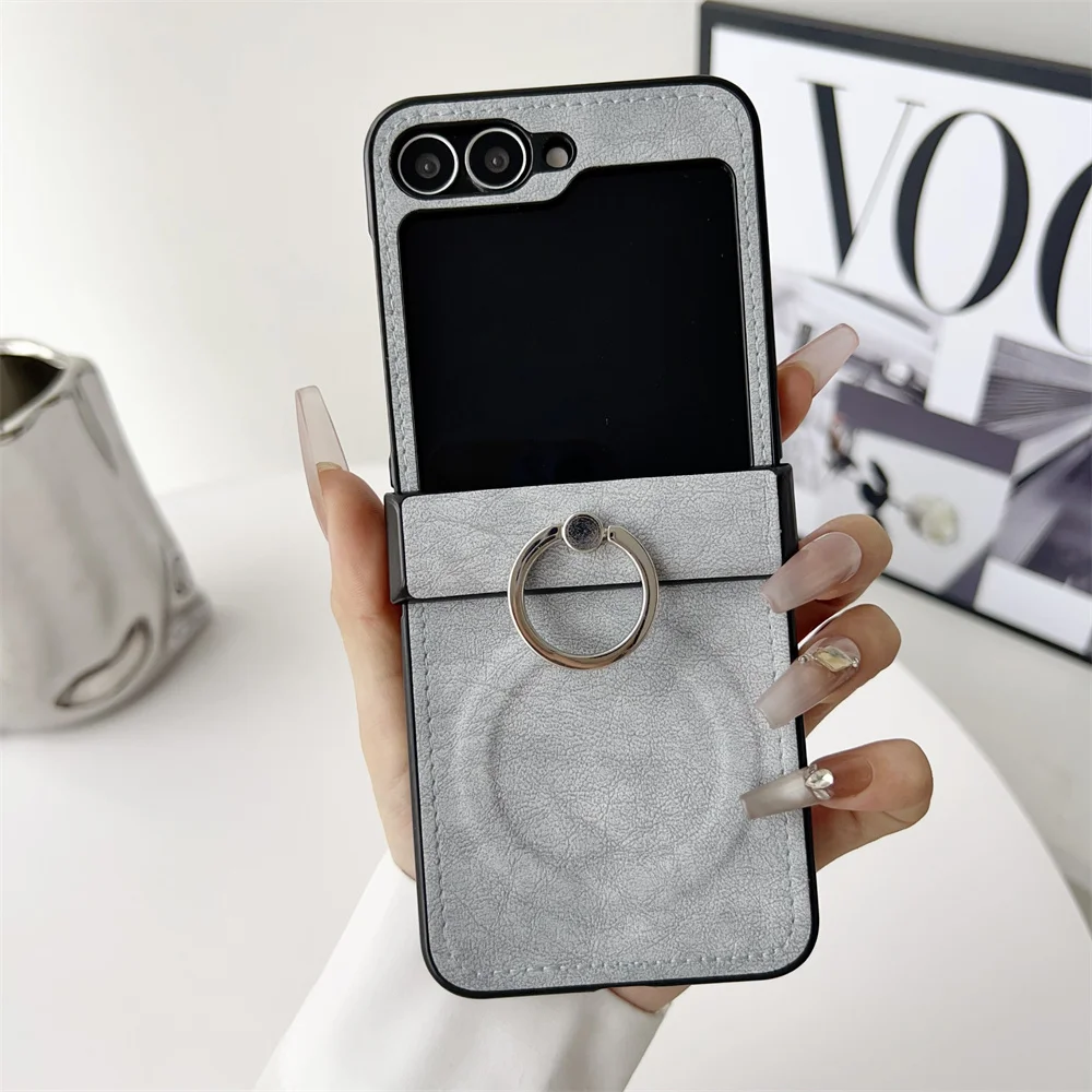 Luxury Magnetic Touch Case with Ring Holder and Hinge Protection