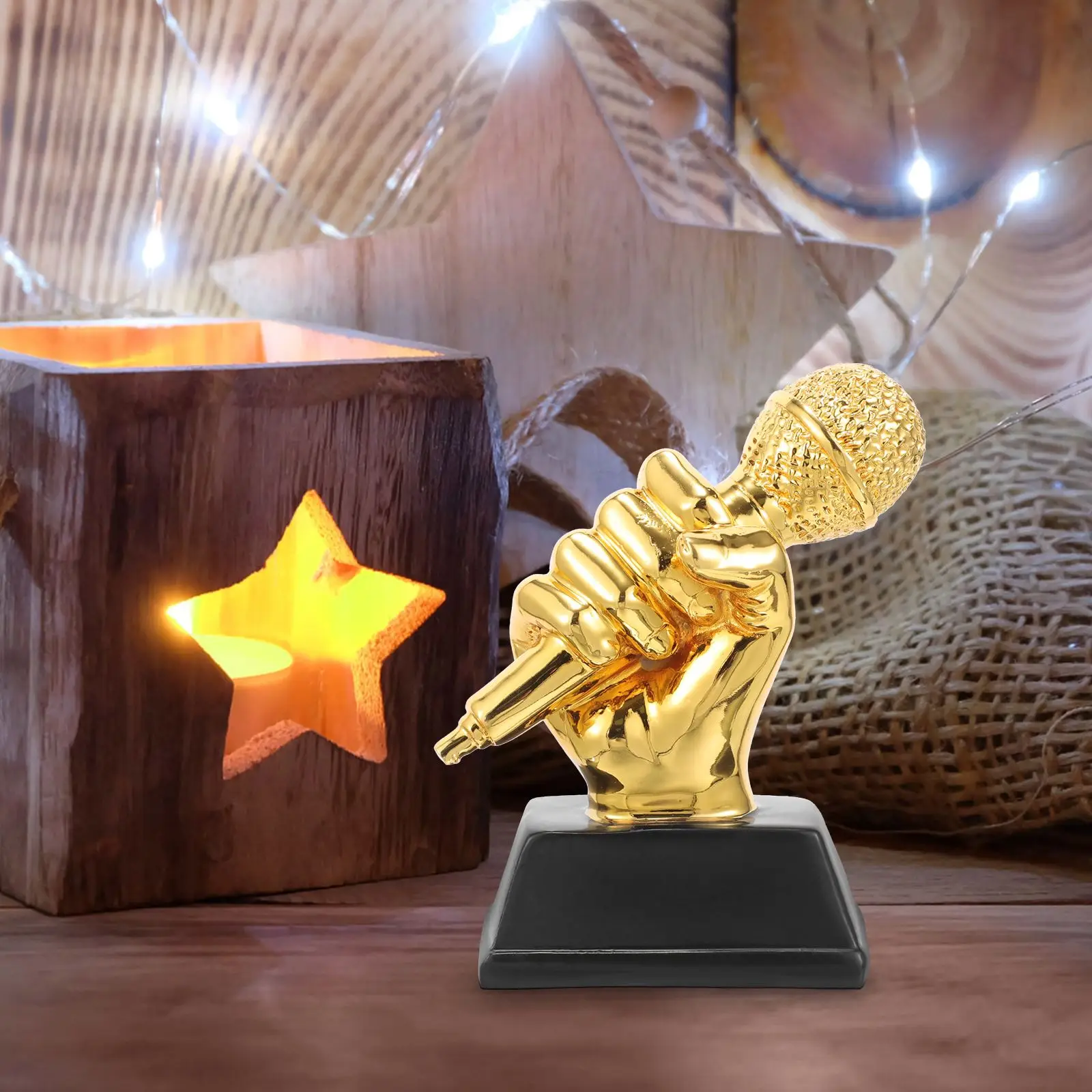 Trophy Microphone Award Singing Party Music Favors Awards Decor Trophies Gold Home Speech Accessory Children Karaoke Small Dance plastic trophy toys