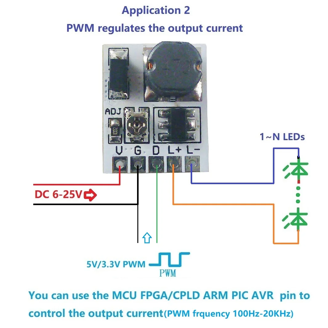 For arduino esp32 dc 12v 24v led dimming control 0 910ma constant