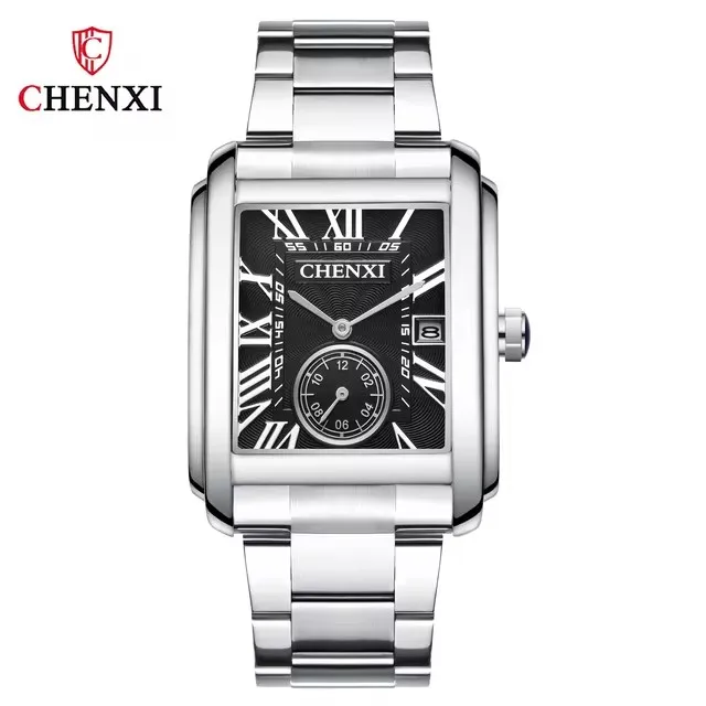 CHENXI 8216 Quartz Watches Fashion Simple Business Simple Silvery Stainless Steel Strap Wristwatches for Men 5