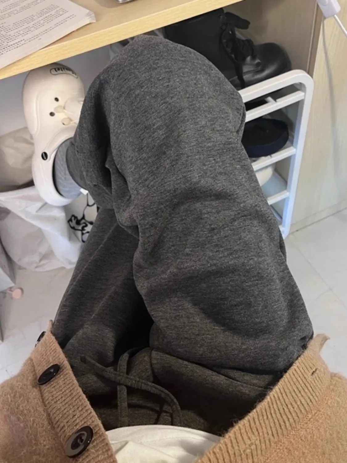 FA680 2025 New Men's and Women's Same Glutinous Rice Sweatpants Piled Thickened Drape Wide-leg Pants Sports Straight Trousers 3