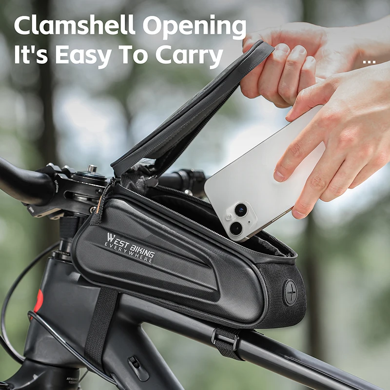 7.0 Inch Bike Phone Touch Screen Bag Bicycle Reflective Top Tube Bag EVA Hard Shell Front Frame Bag