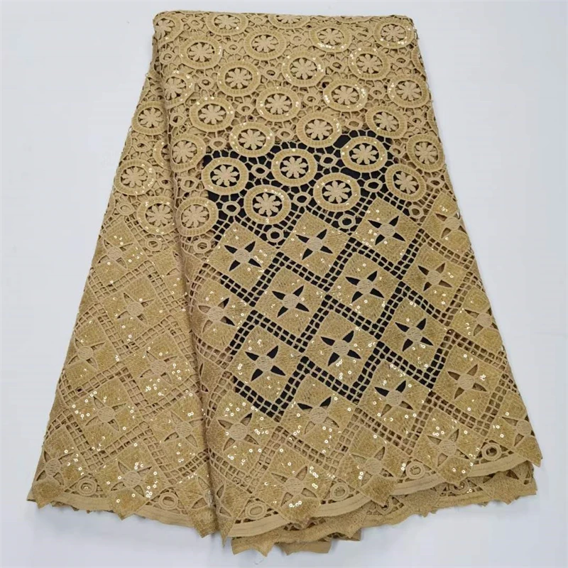 

2022 Hot Sale African Cord Lace Fabric High Quality Water Soluble Nigerian Guipure Cord Lace Milk Lace For Wedding qx16-39
