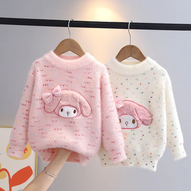 

Свитер Sanrio My Melody, детский вязаный свитер в подарок на Новый год, милый пуловер с круглым вырезом в стиле аниме, свитер на осень и зиму
