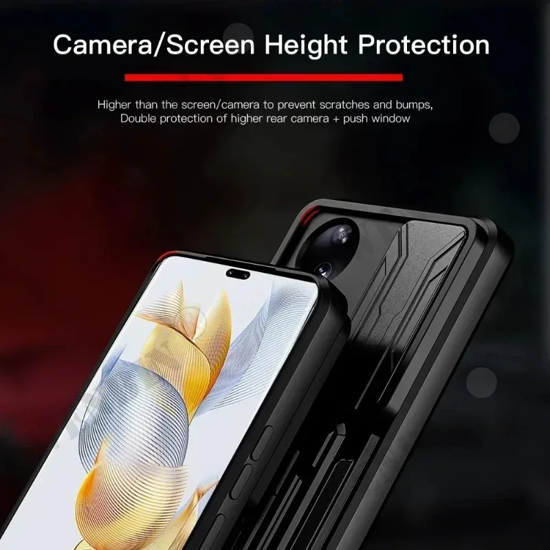 Military-Grade Slide Stand Ring Case with Card Slot and Camera Protection