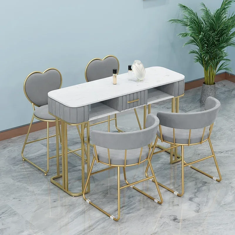 

Japanese Modern Luxury Nail Table Marble Tabletop Professional Manicure Table Nail Artist Mesa Manicure Salon Furniture KMNT