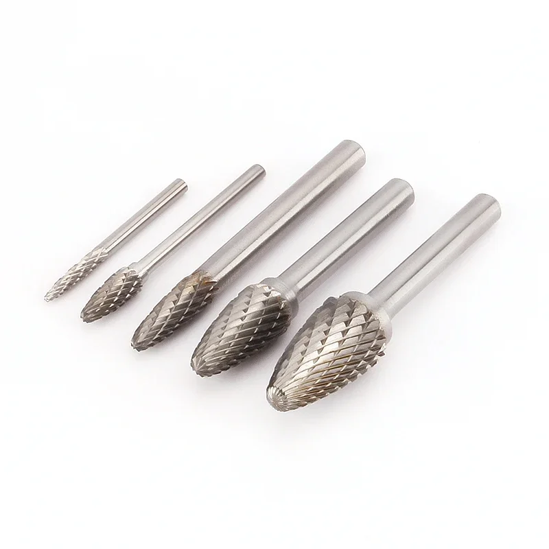 

Carbide Metal Woodworking Wood Carving Grinding Head Double Slot Tungsten Steel F-type Curved Round Head Rotary Boring Cutter
