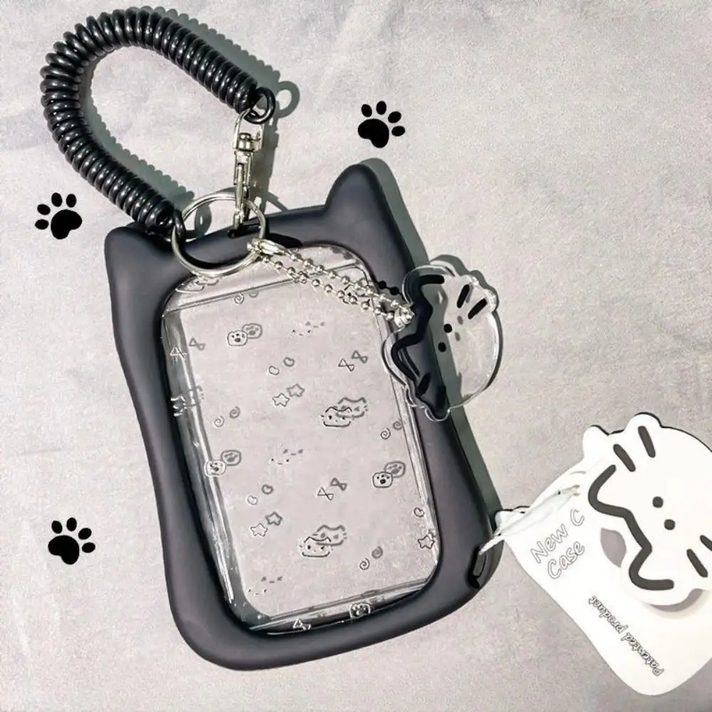 Cartoon Cat Ear Card Holder Girls 3-Inch Idol Photo Storage Clip Student Bus Card Student ID Holder Keychain Stationery