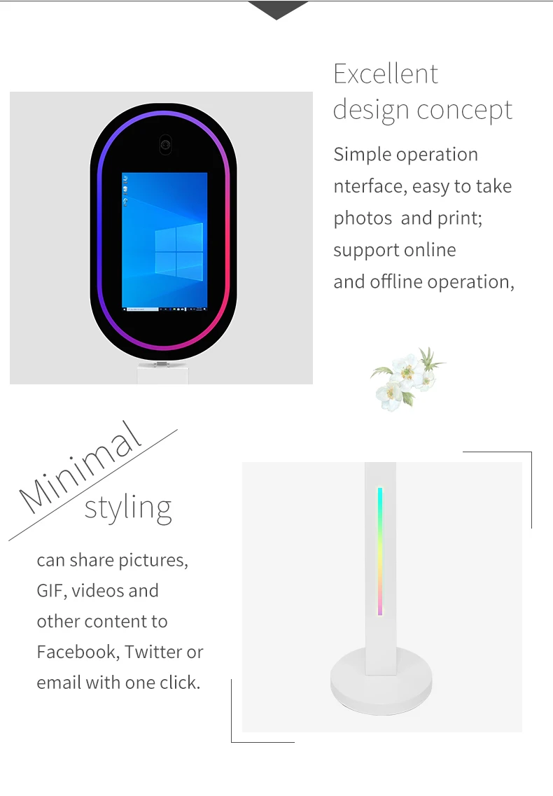 Magic Mirror Photo Studio 13 inch Self-timer Magic Mirror Photo Studio With Touch Screen Ring Light Portable