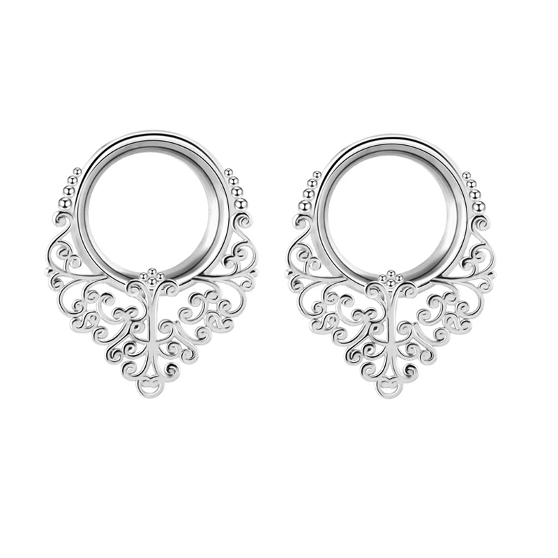 Ear Expander Body Piercing Jewelry 2Pcs Stainless Steel Single Flare Flesh Tunnel Ear Plugs 2-31mm Crystal Ear Stretcher